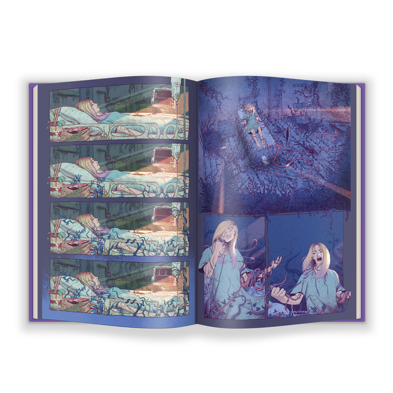 LONER: An Alison Wonderland Graphic novel. 120 pages, full color, hardbound. Oversized Deluxe Edition comes with slipcase, 3 art prints, exclusive limited edition CD of LONER and 20-sided RPG die.