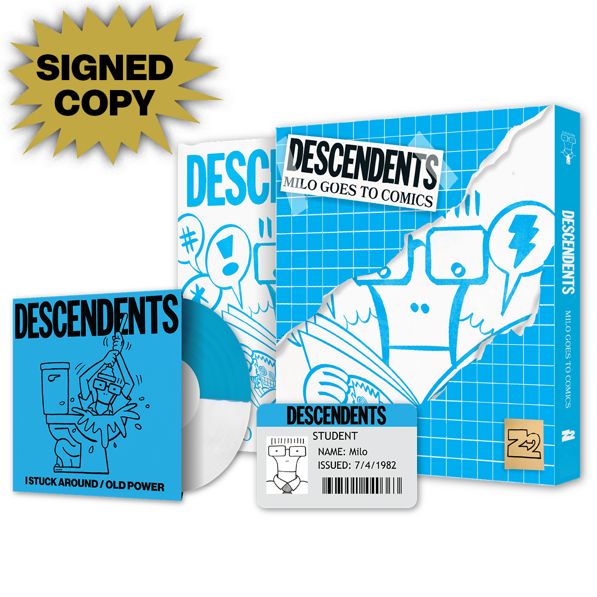 DESCENDENTS: Milo Goes To Comics - Graphic Novel + 7" Vinyl Bundle (Signed Platinum Edition)